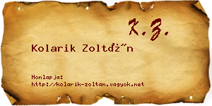 Kolarik Zoltán névjegykártya